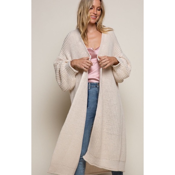 MAXI CARDIGAN ~ Powder beige - Picture 7 of 16